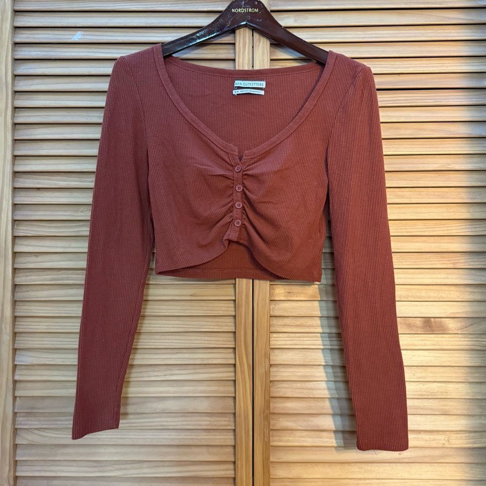 Urban Outfitters Rust orange Long Sleeve Crop Top medium